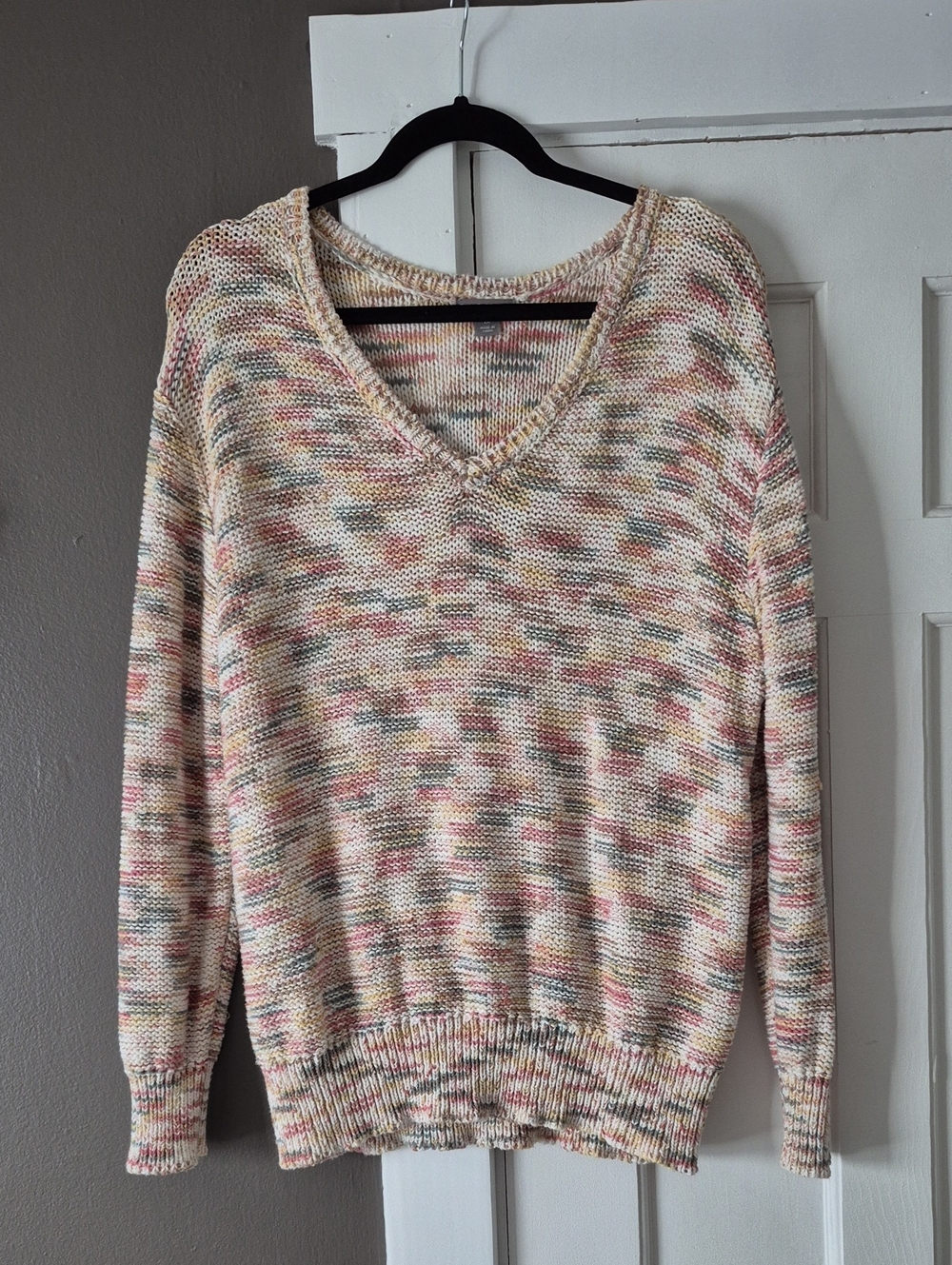 Falls Creek Pastel Multi-Color V-Neck Sweater